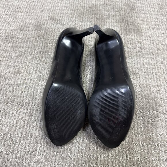 Guess Heels Black Leather Peep Toe Women's Size 7.5 - Picture 11 of 12
